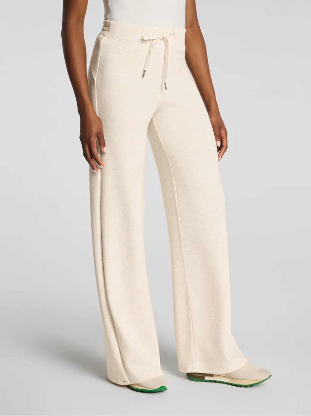 SPANX WIDE LEG PANTS S Petite Casual Pant Oatmeal Heather